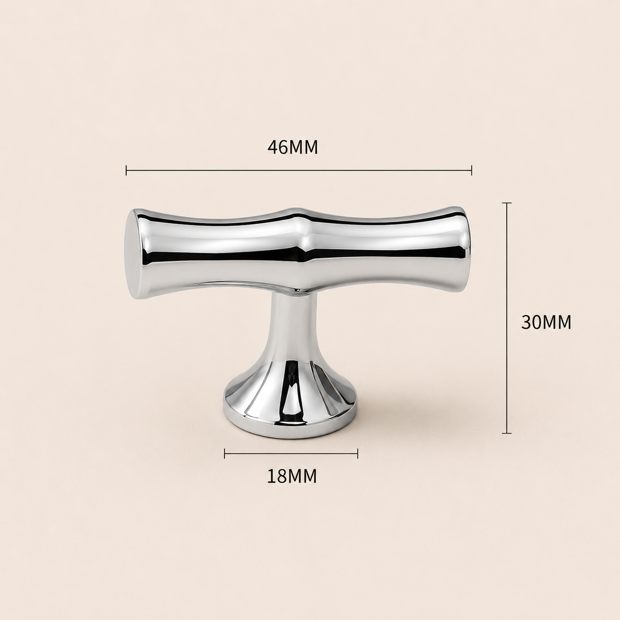 T-knopp i krom – klassisk design