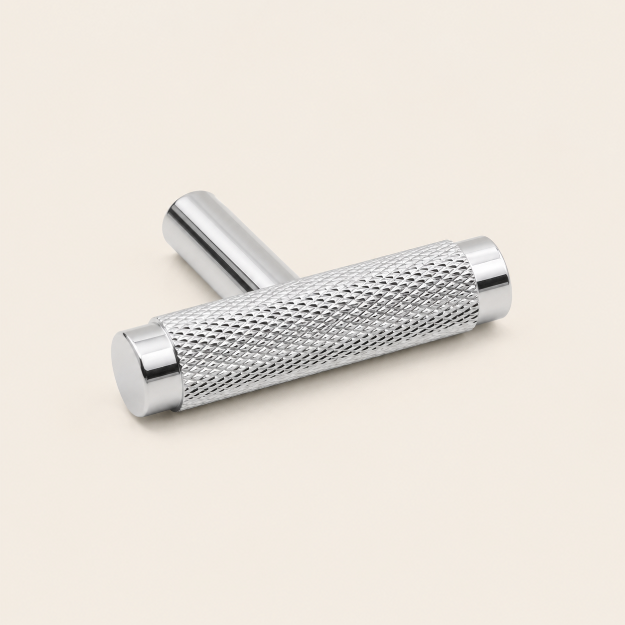 T-knopp i krom – räfflad design