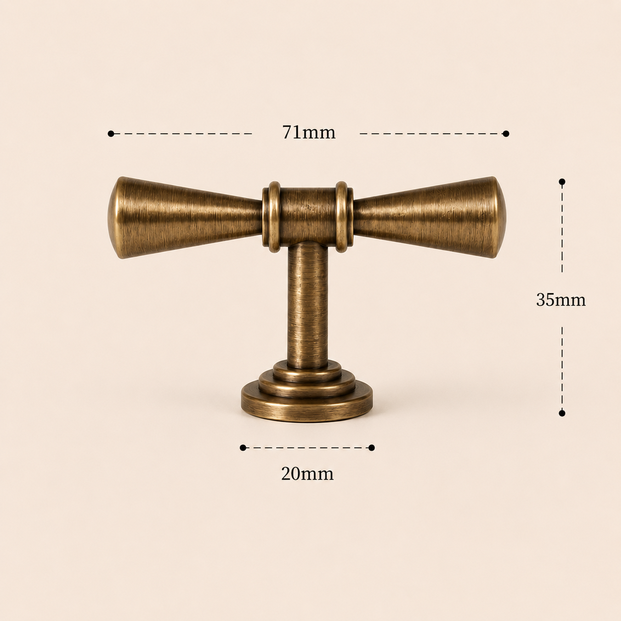 T-knopp i brons – fjärilform, klassisk design